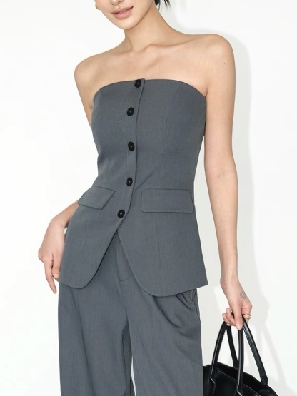 Dallas Sleek Button Strapless Top