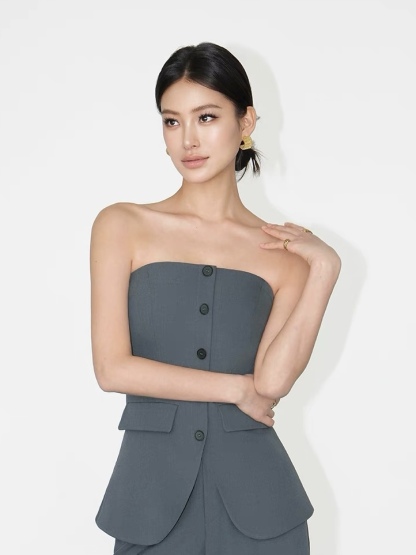 Dallas Sleek Button Strapless Top