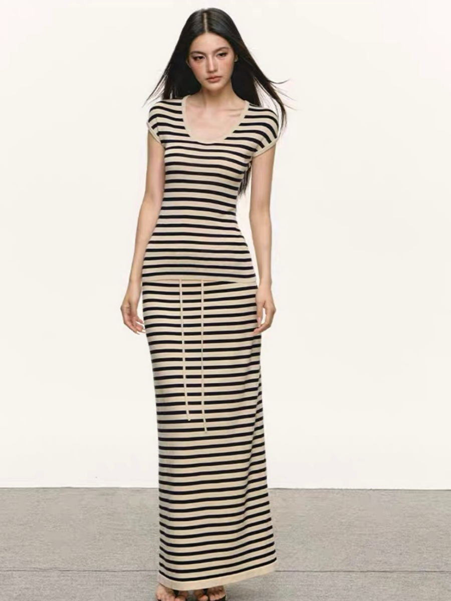 Dynna Stipe Top & Skirt Set