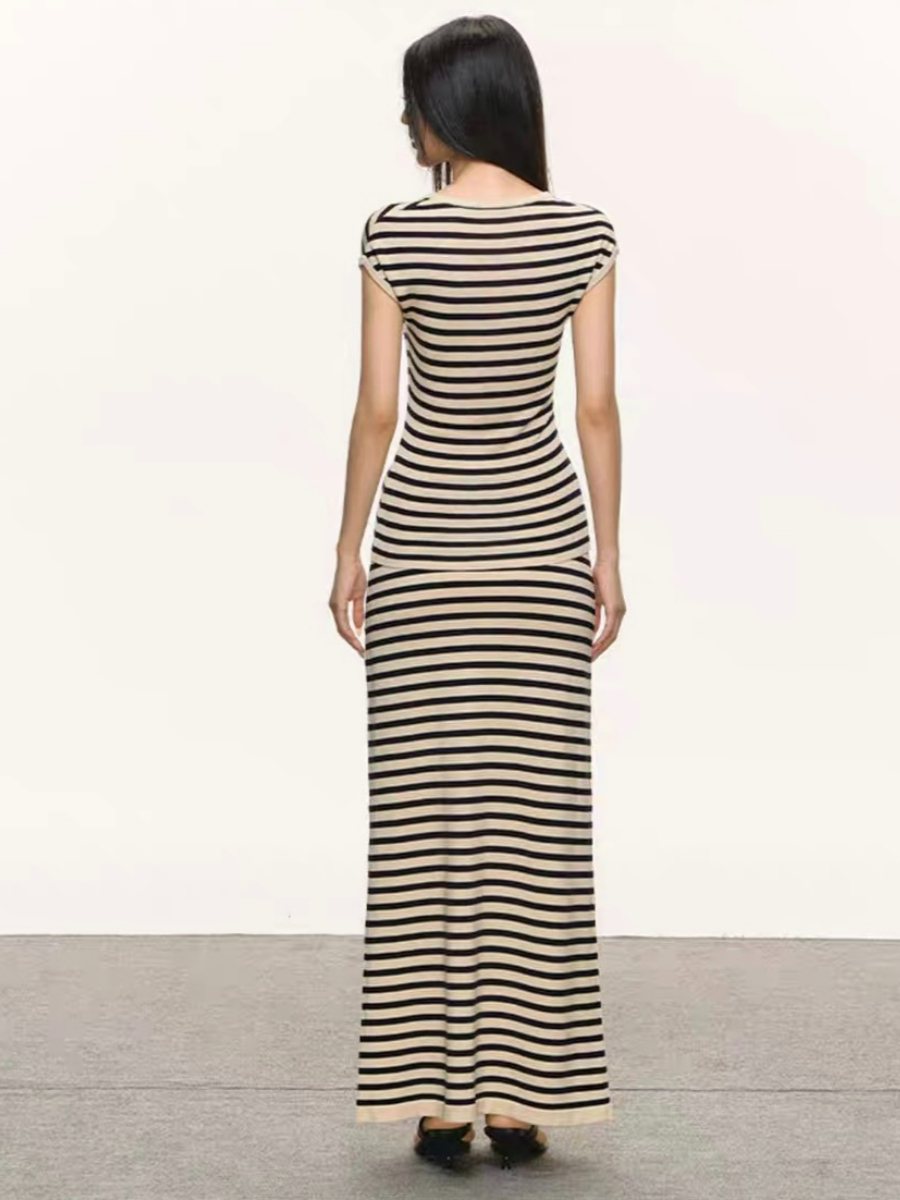 Dynna Stipe Top & Skirt Set