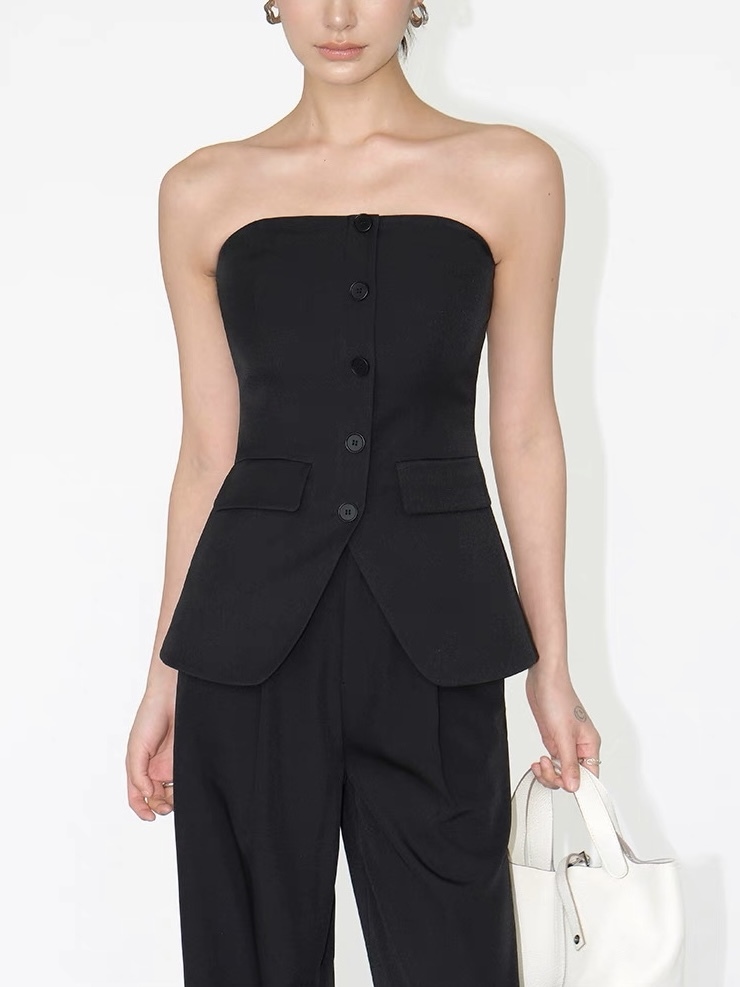 Dallas Sleek Button Strapless Top