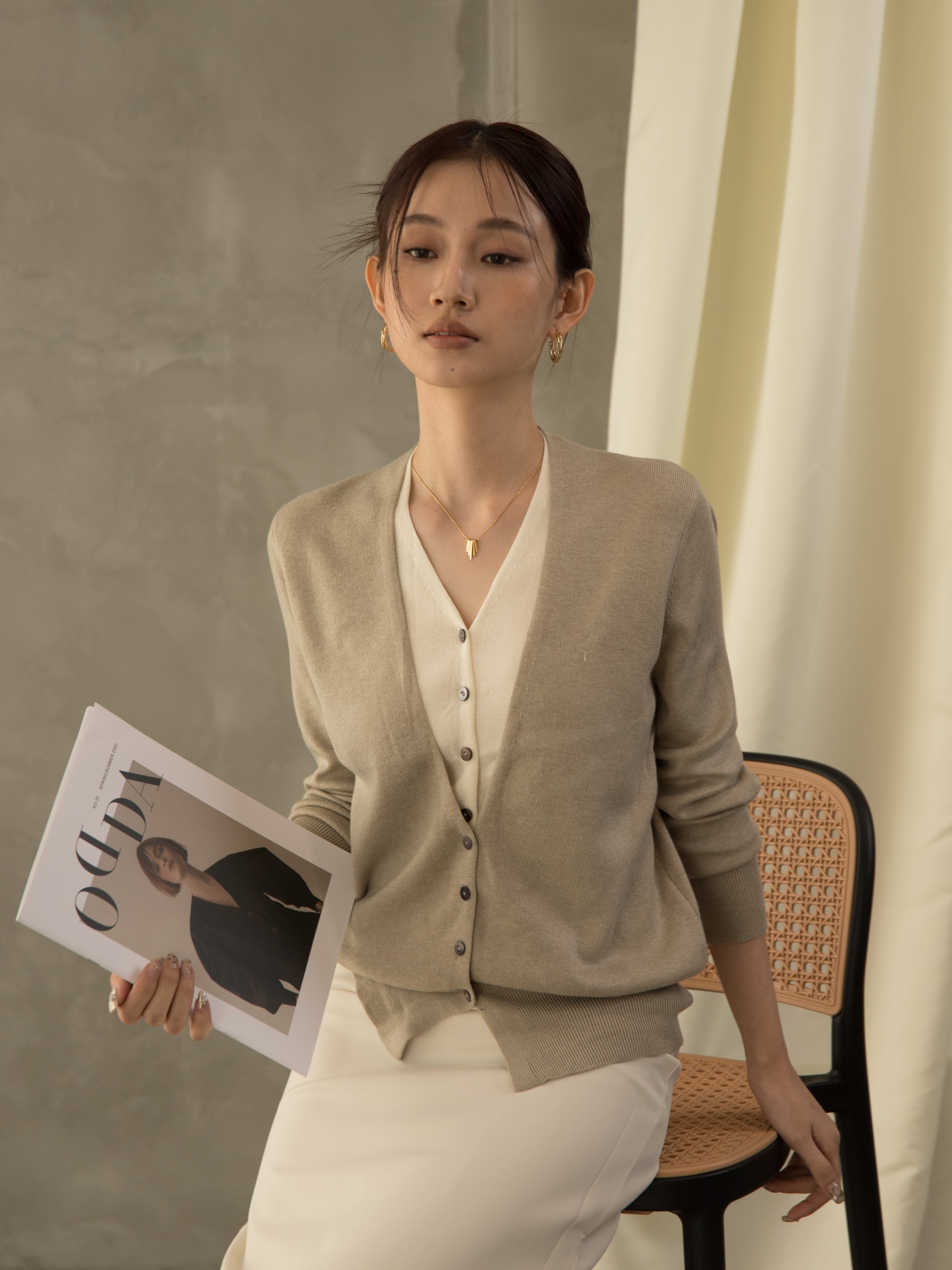 Ogna Fake Two Piece Knit Cardigan-The Black Bow-