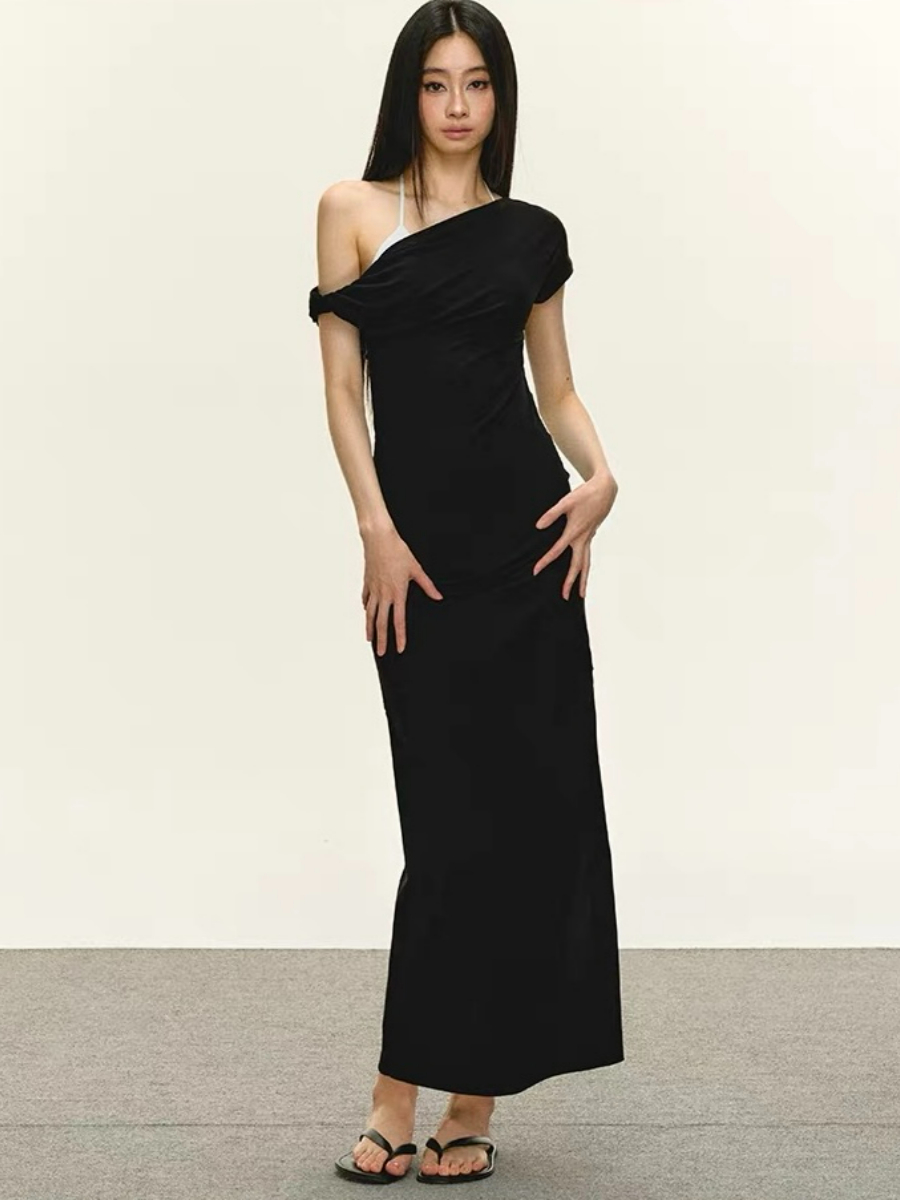 Daniela Asymmetric Shoulder Bodycon Dress