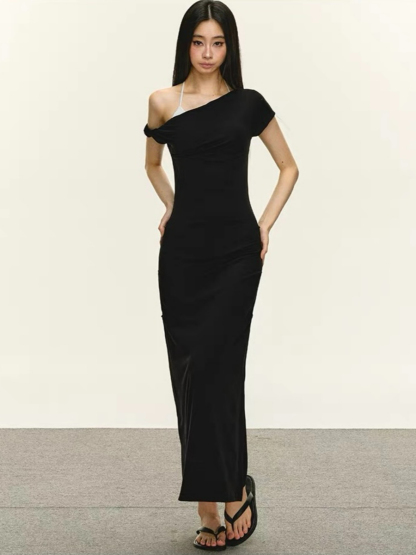 Daniela Asymmetric Shoulder Bodycon Dress