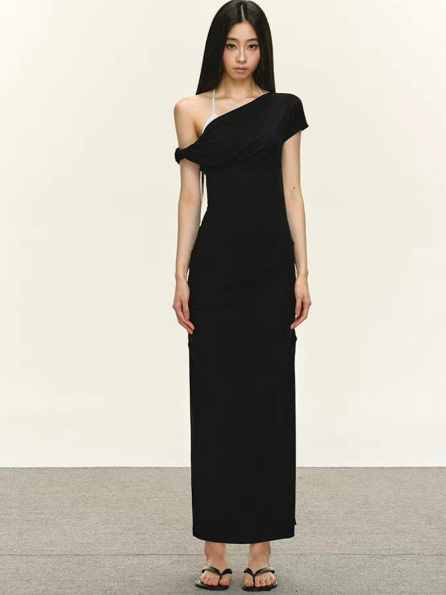 Daniela Asymmetric Shoulder Bodycon Dress