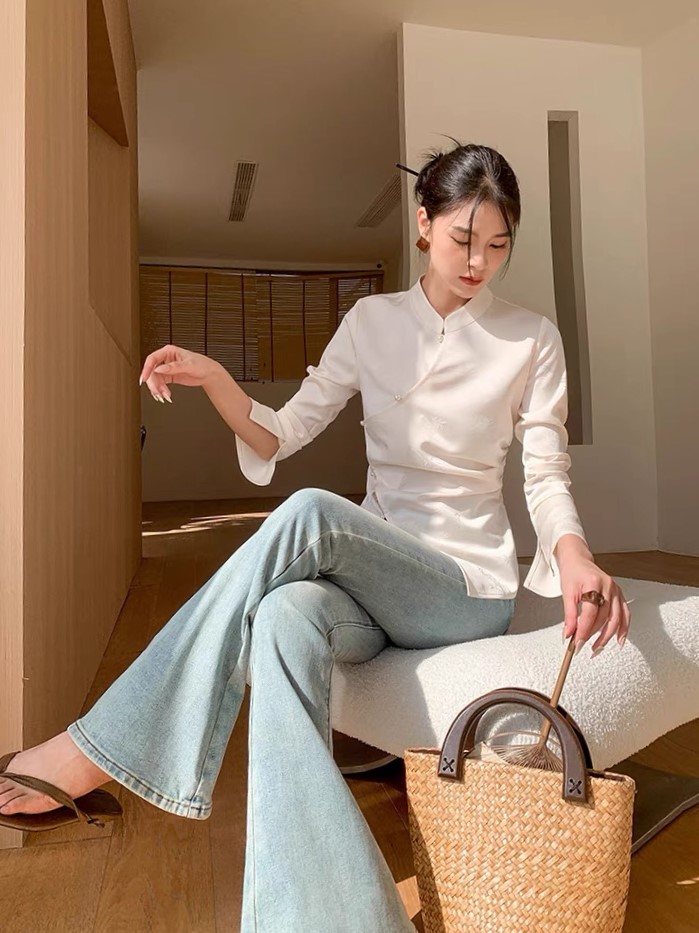 Zhou Qi Long Sleeve Oriental Top-The Black Bow-