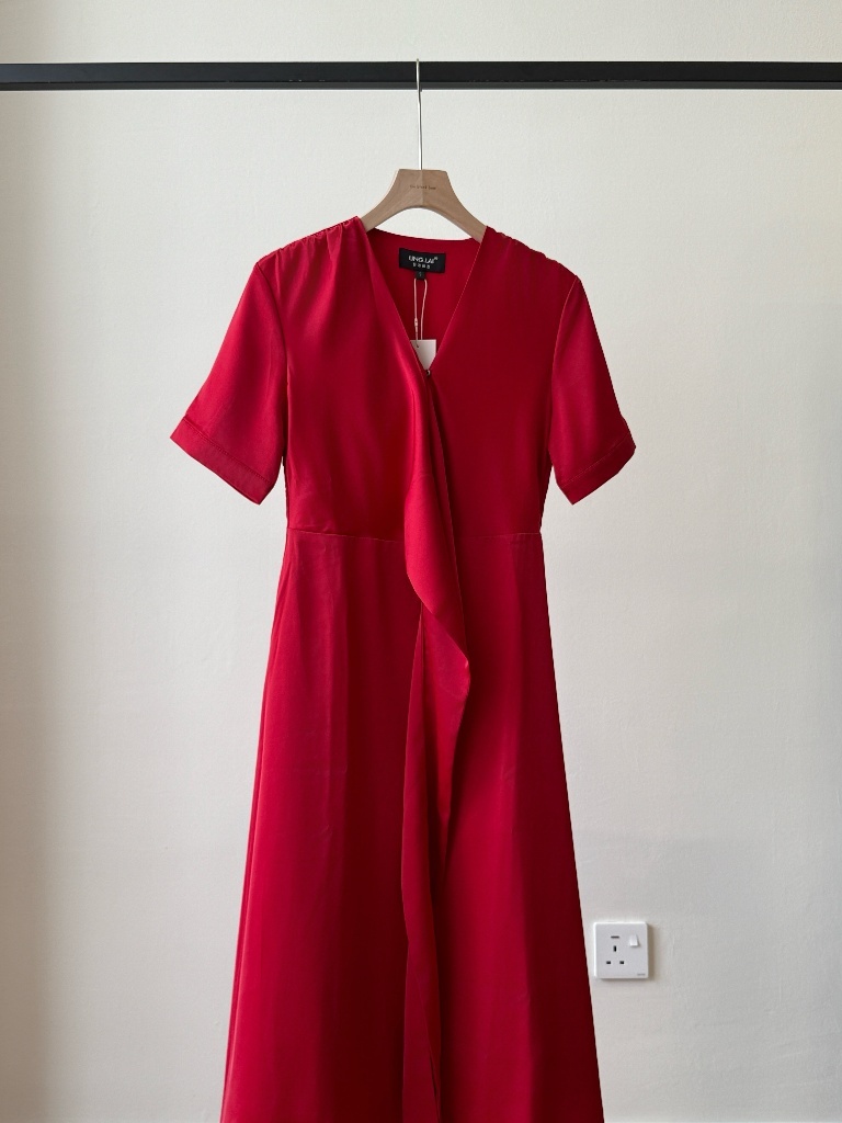 Margey Satin Wrap Dress (Discounted-S size）