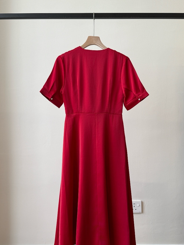 Margey Satin Wrap Dress (Discounted-S size）