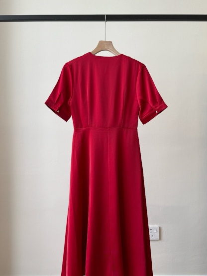 Margey Satin Wrap Dress (Discounted-S size）