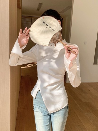 Zhou Qi Long Sleeve Oriental Top-The Black Bow-
