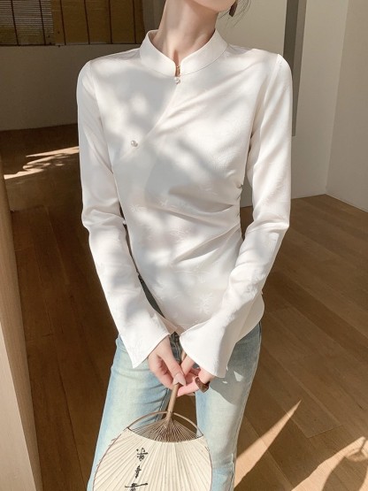 Zhou Qi Long Sleeve Oriental Top-The Black Bow-