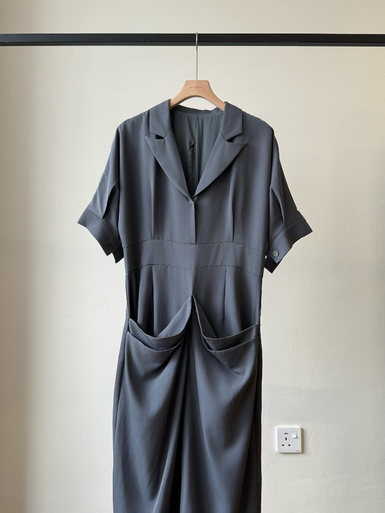 Kenna Lapel Collar Dress (Discounted-L size)