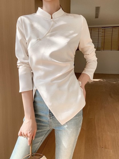 Zhou Qi Long Sleeve Oriental Top-The Black Bow-