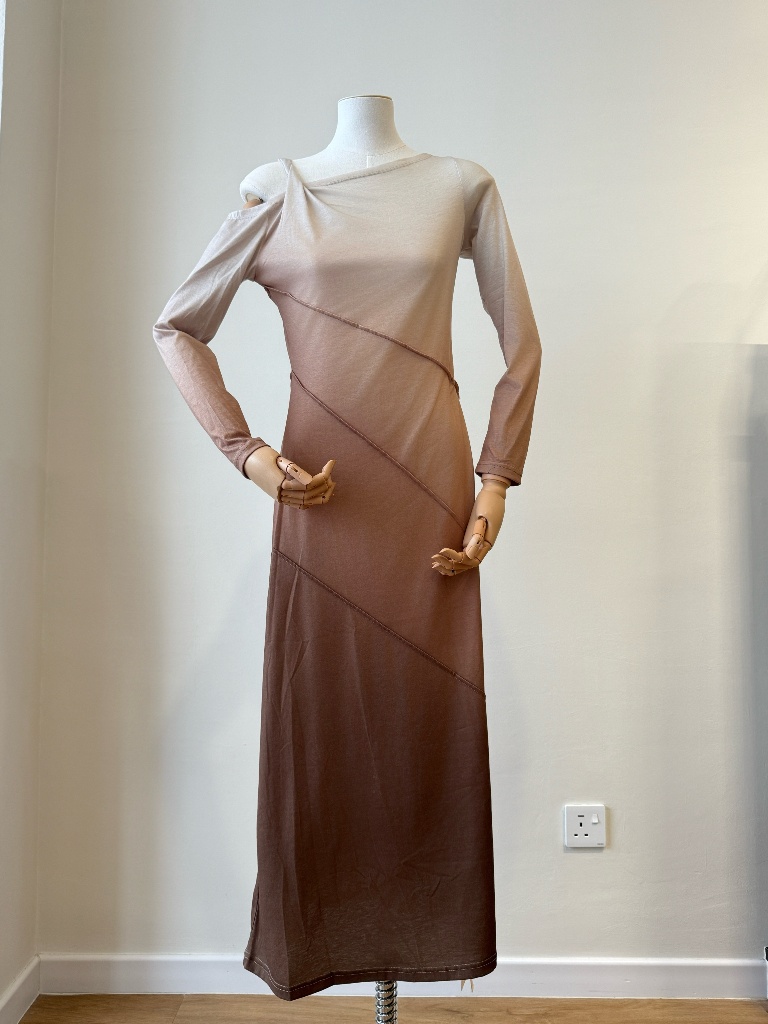 Lany Asymmetric Shoulder Gradient Color Dress (Discounted-S size)