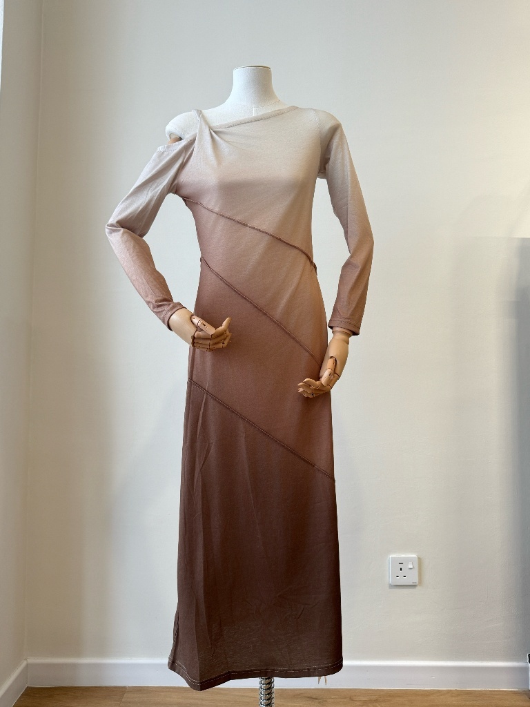 Lany Asymmetric Shoulder Gradient Color Dress (Discounted-S size)