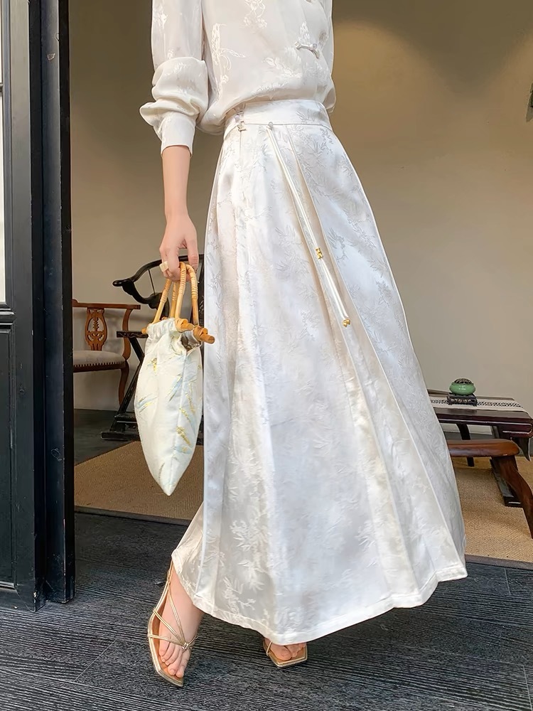 Zhou Hua Oriental Shirt & Skirt Set-The Black Bow-