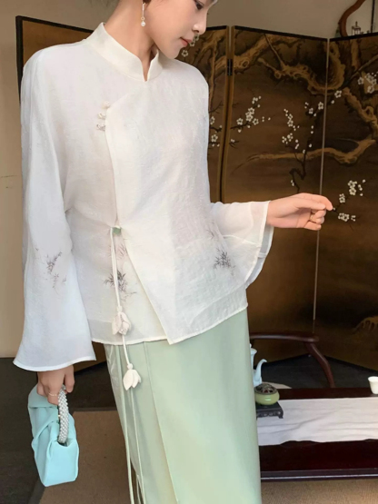 Yu Ai Long Sleeve Oriental Top & Skirt