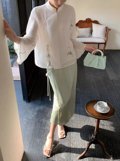 Yu Ai Long Sleeve Oriental Top & Skirt