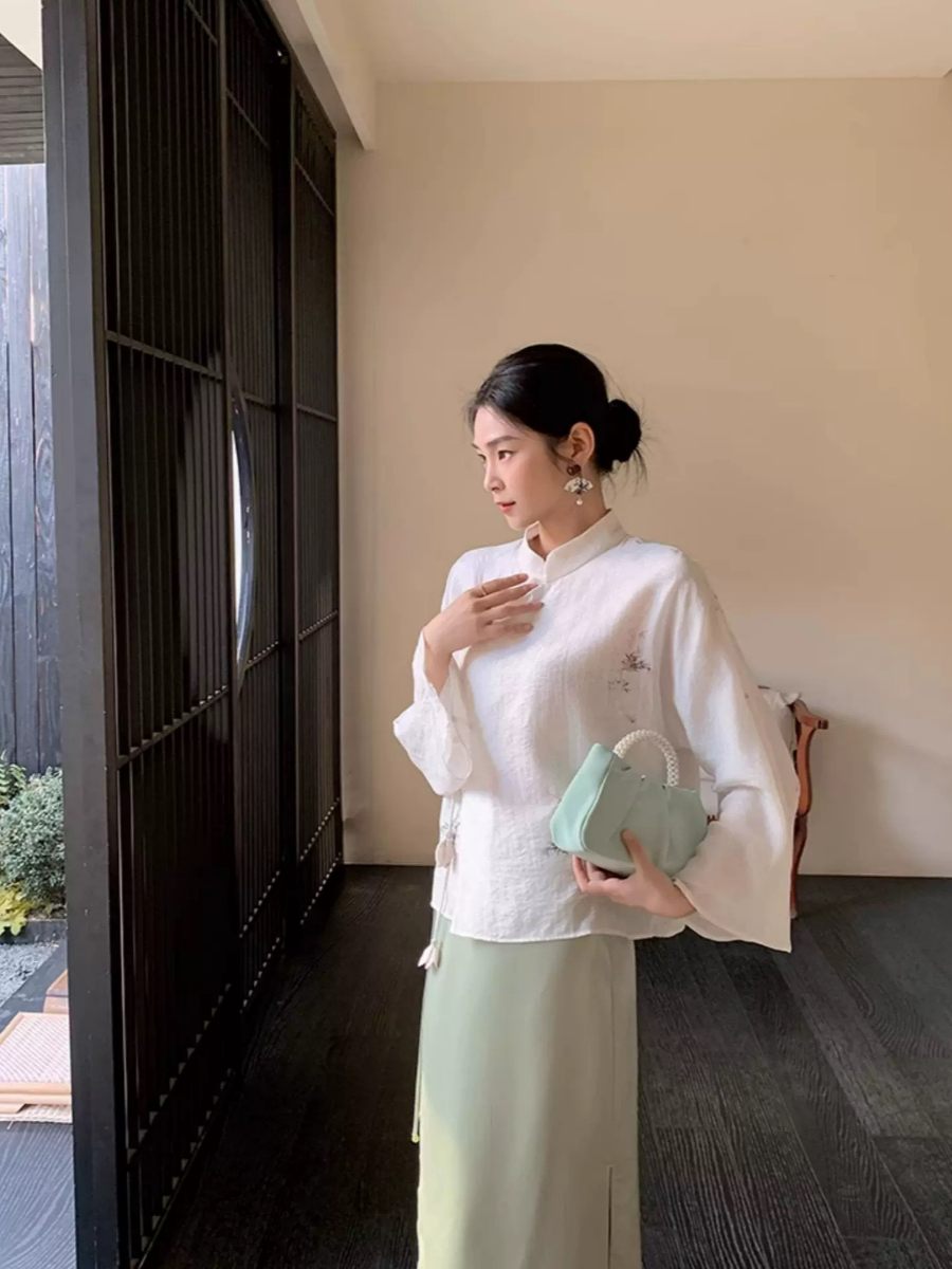 Yu Ai Long Sleeve Oriental Top & Skirt