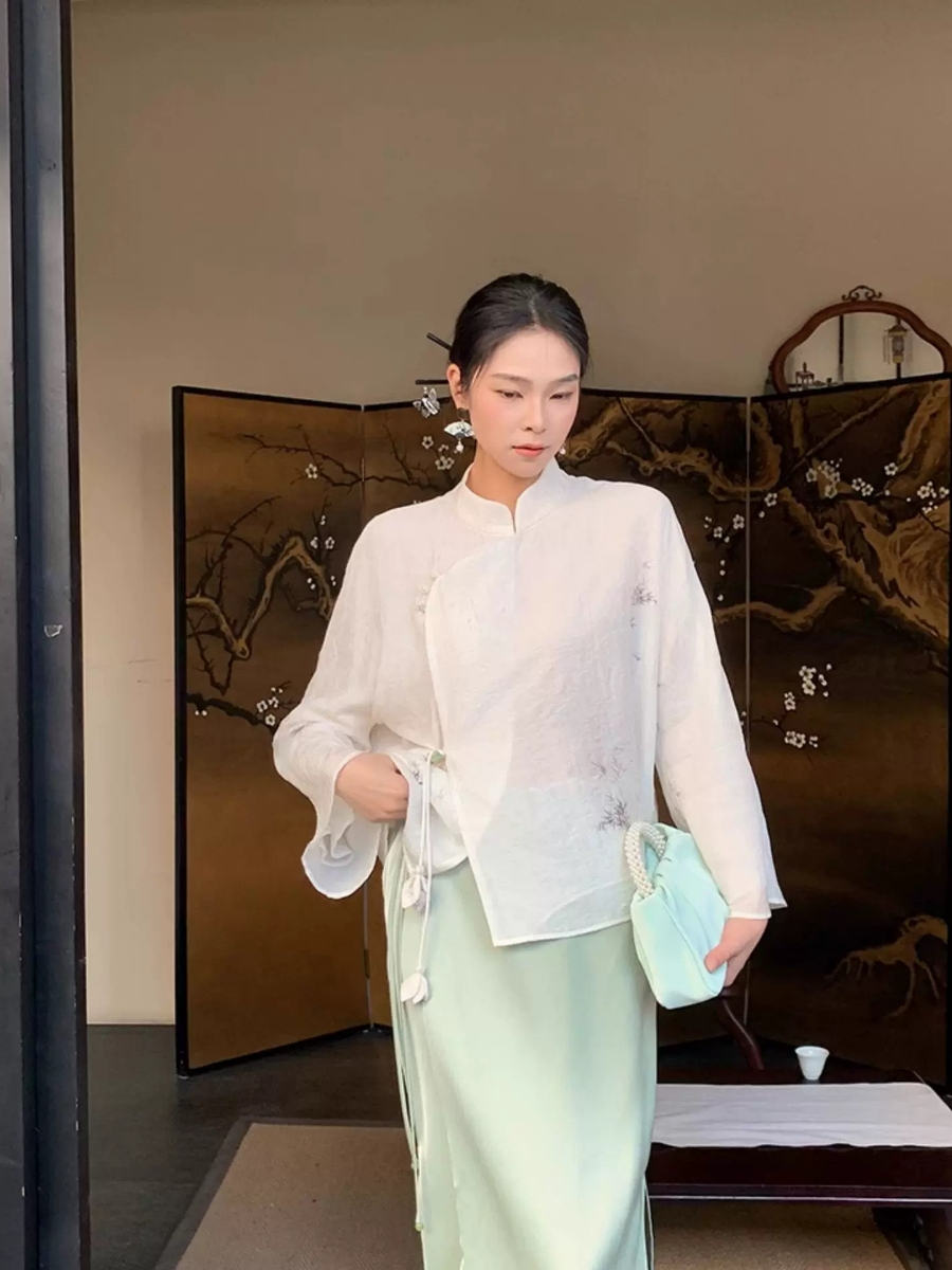 Yu Ai Long Sleeve Oriental Top & Skirt