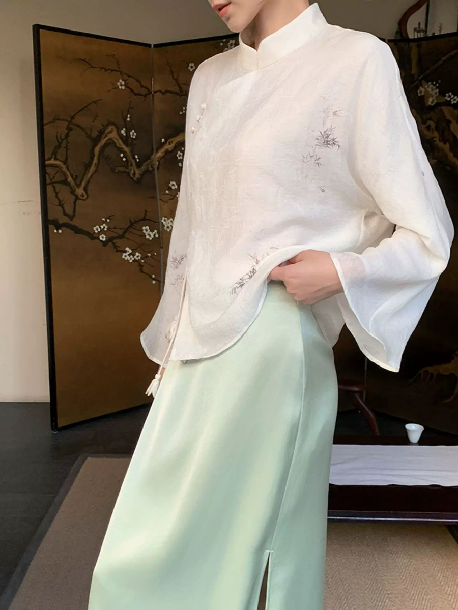 Yu Ai Long Sleeve Oriental Top & Skirt