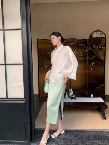 Yu Ai Long Sleeve Oriental Top & Skirt