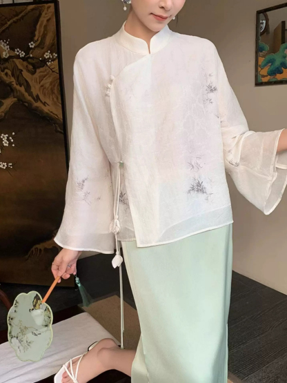 Yu Ai Long Sleeve Oriental Top & Skirt