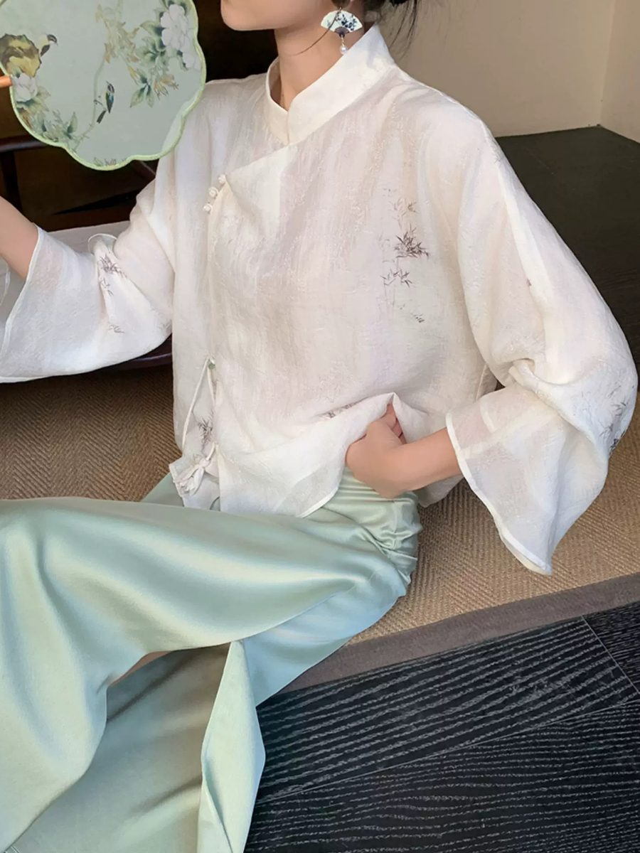 Yu Ai Long Sleeve Oriental Top & Skirt