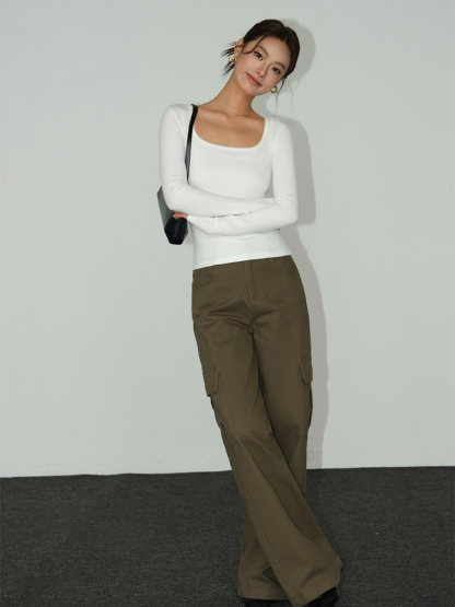 Berenice Square Neck Long Sleeve Top-The Black Bow-