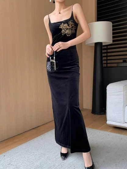 Yu Cha Velvet Cami Dress