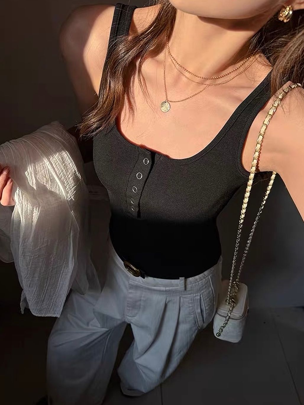 Eira Buttoned Knit Top (Non-Padded)