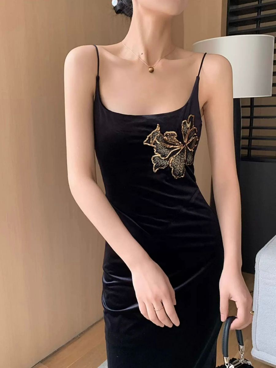 Yu Cha Velvet Cami Dress