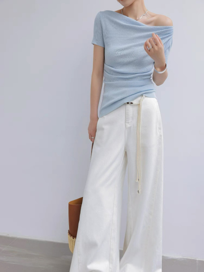 Mandya Mid Sleeve One Shoulder Top