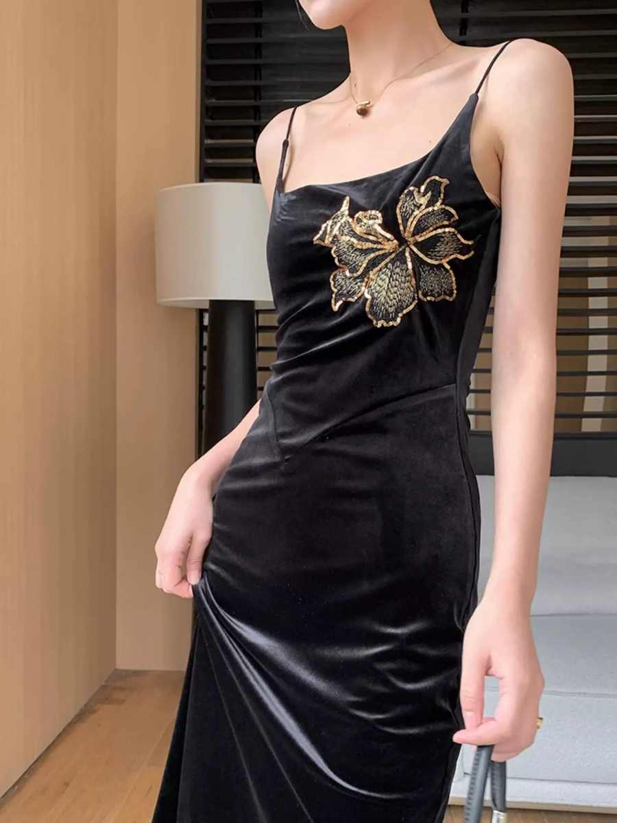 Yu Cha Velvet Cami Dress