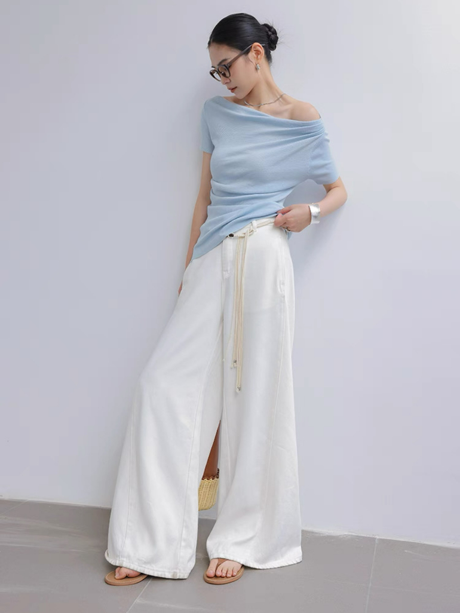 Mandya Mid Sleeve One Shoulder Top