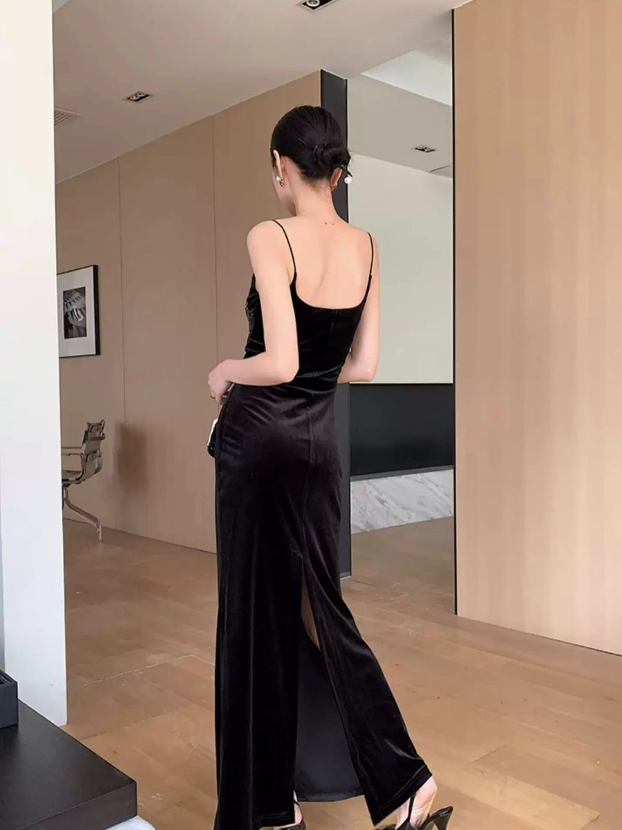 Yu Cha Velvet Cami Dress