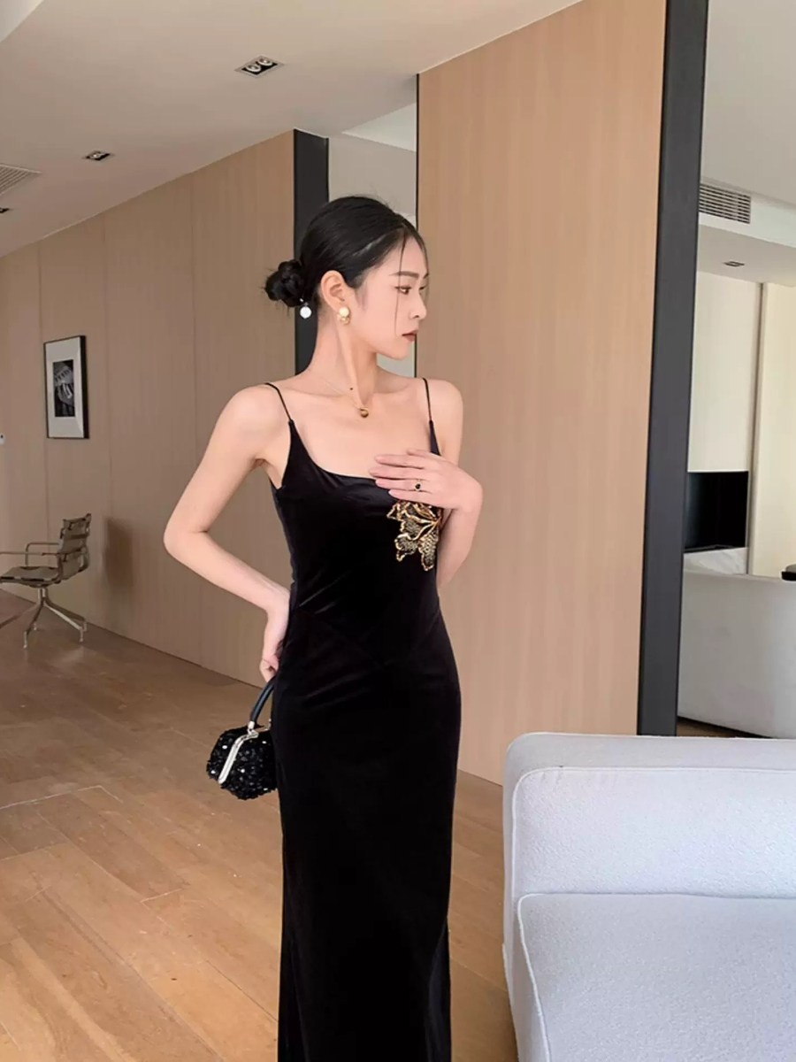 Yu Cha Velvet Cami Dress