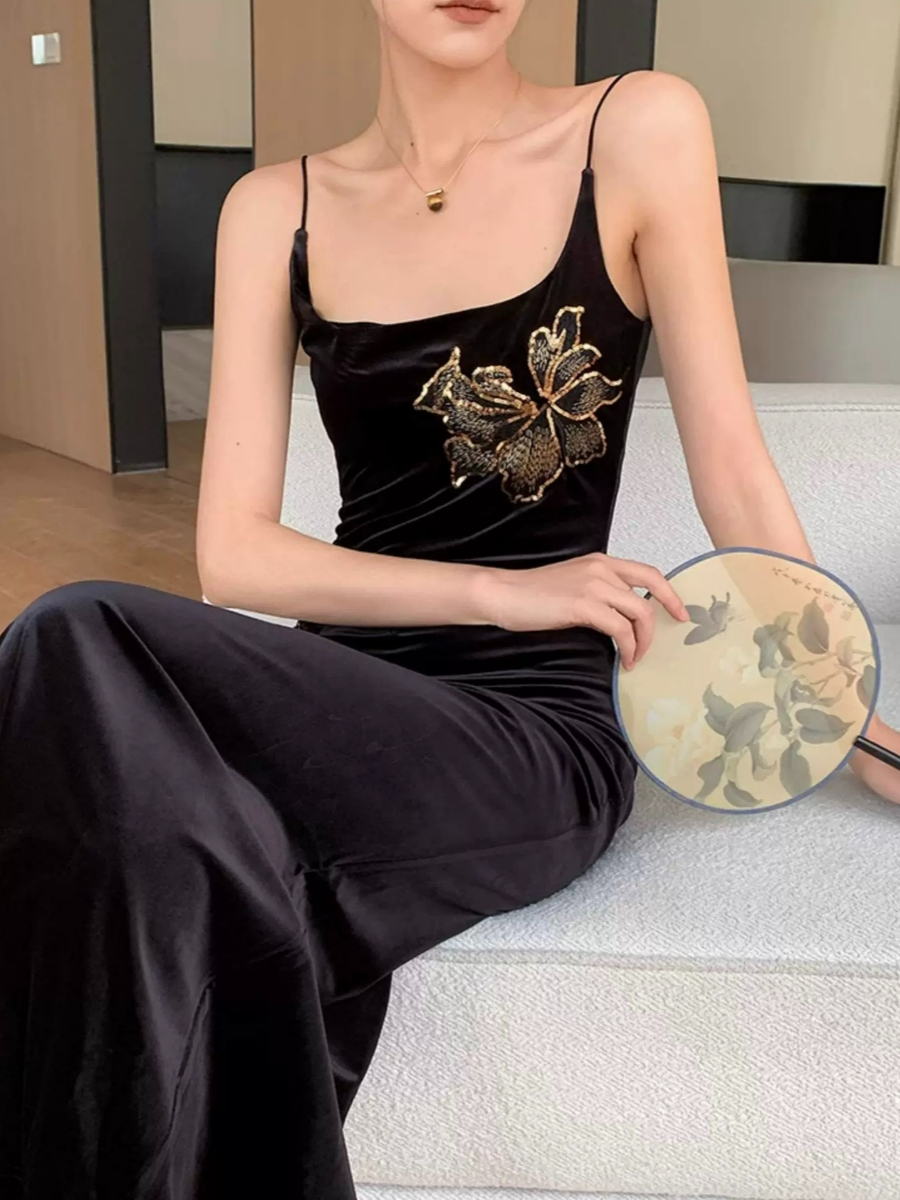 Yu Cha Velvet Cami Dress