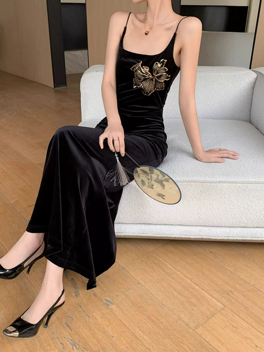 Yu Cha Velvet Cami Dress