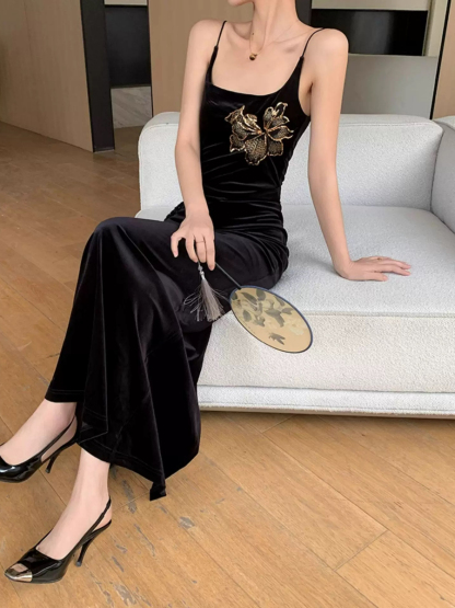 Yu Cha Velvet Cami Dress