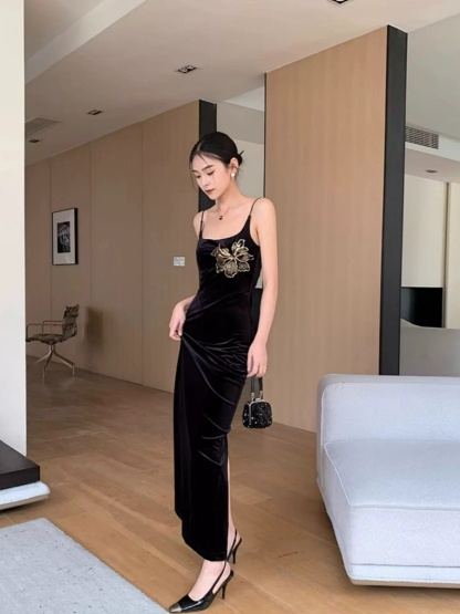Yu Cha Velvet Cami Dress