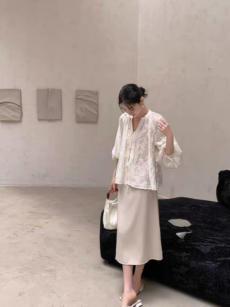 Yu Chu Delicate Embroided Sheer Top