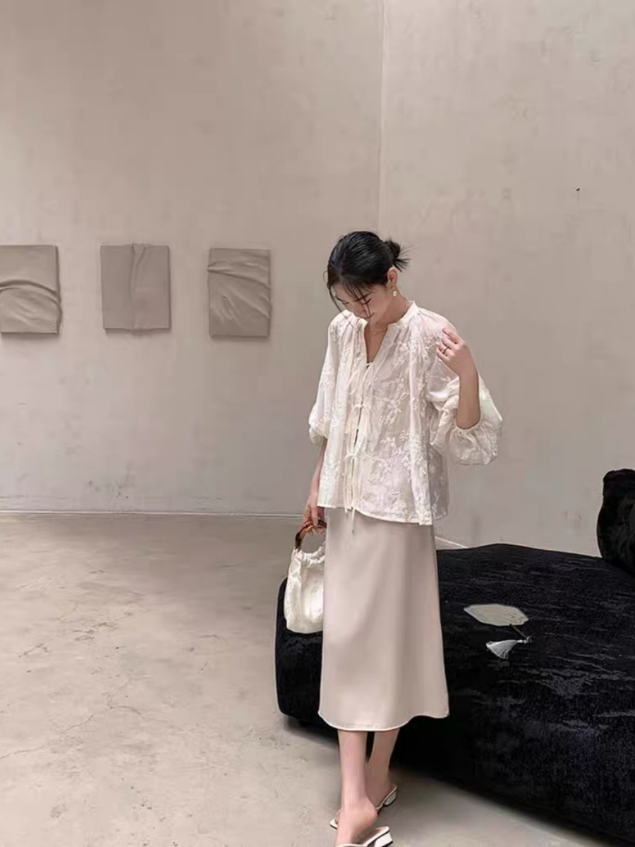 Yu Chu Delicate Embroided Sheer Top