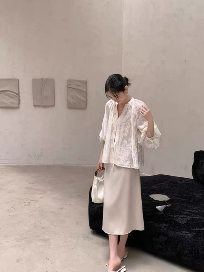 Yu Chu Delicate Embroided Sheer Top