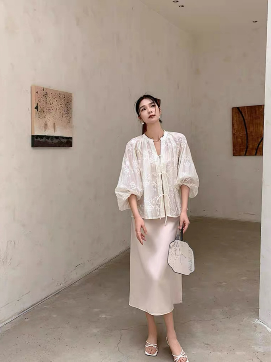 Yu Chu Delicate Embroided Sheer Top