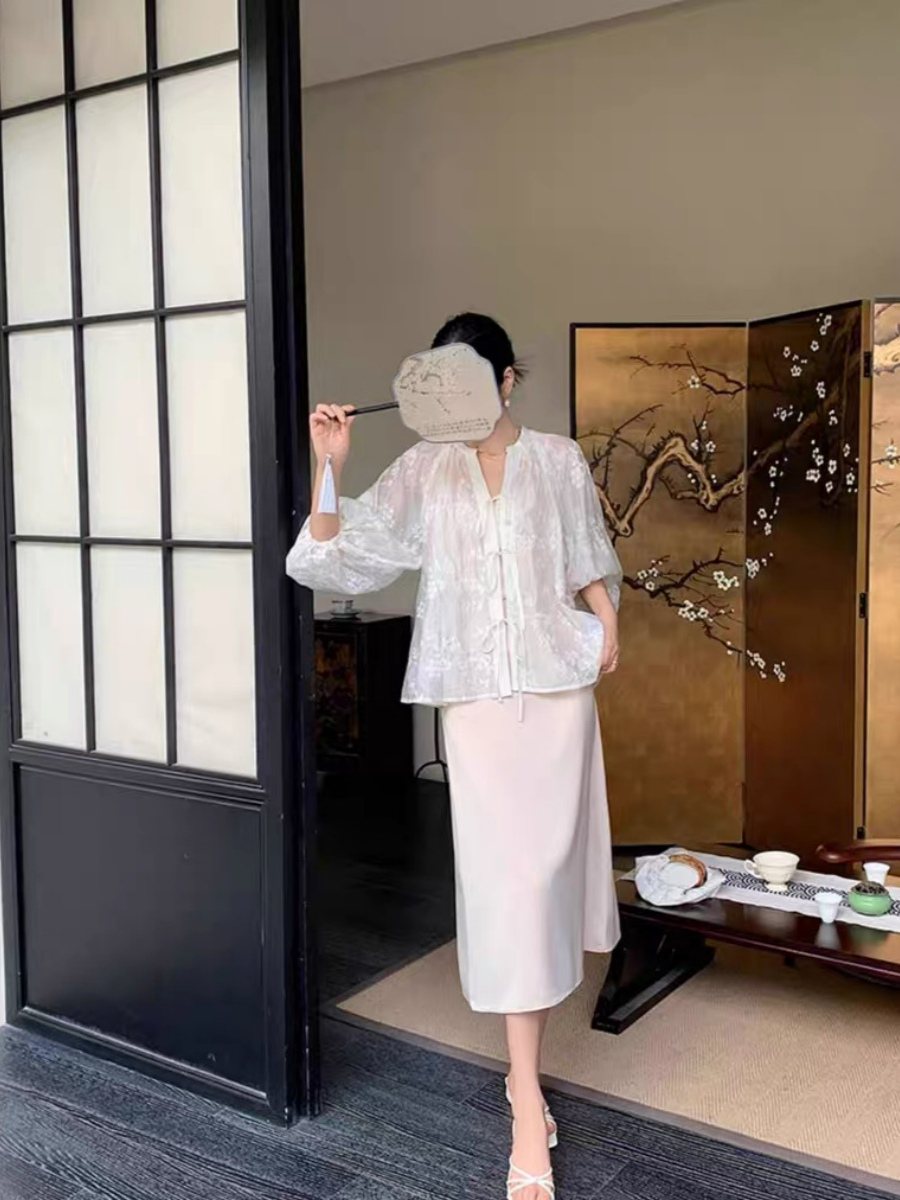 Yu Chu Delicate Embroided Sheer Top