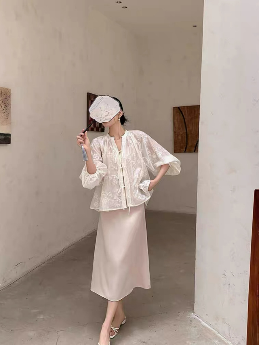 Yu Chu Delicate Embroided Sheer Top