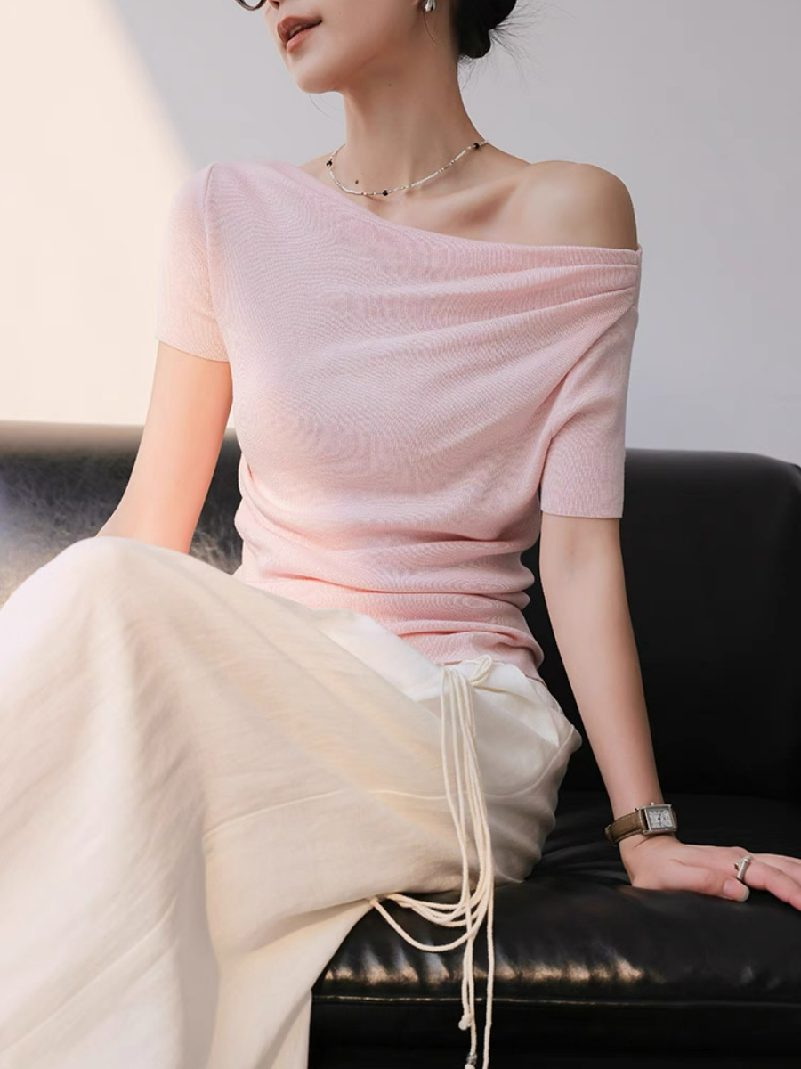 Mandya Mid Sleeve One Shoulder Top