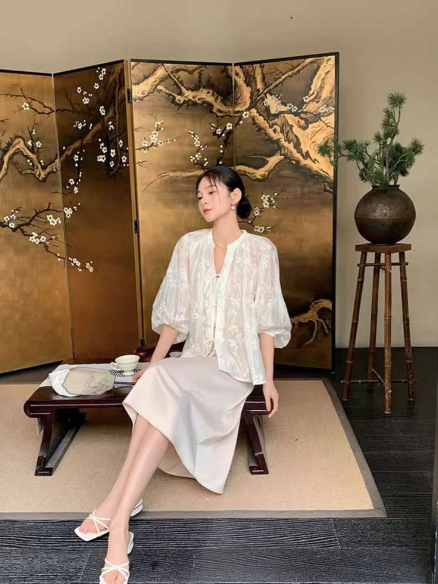 Yu Chu Delicate Embroided Sheer Top