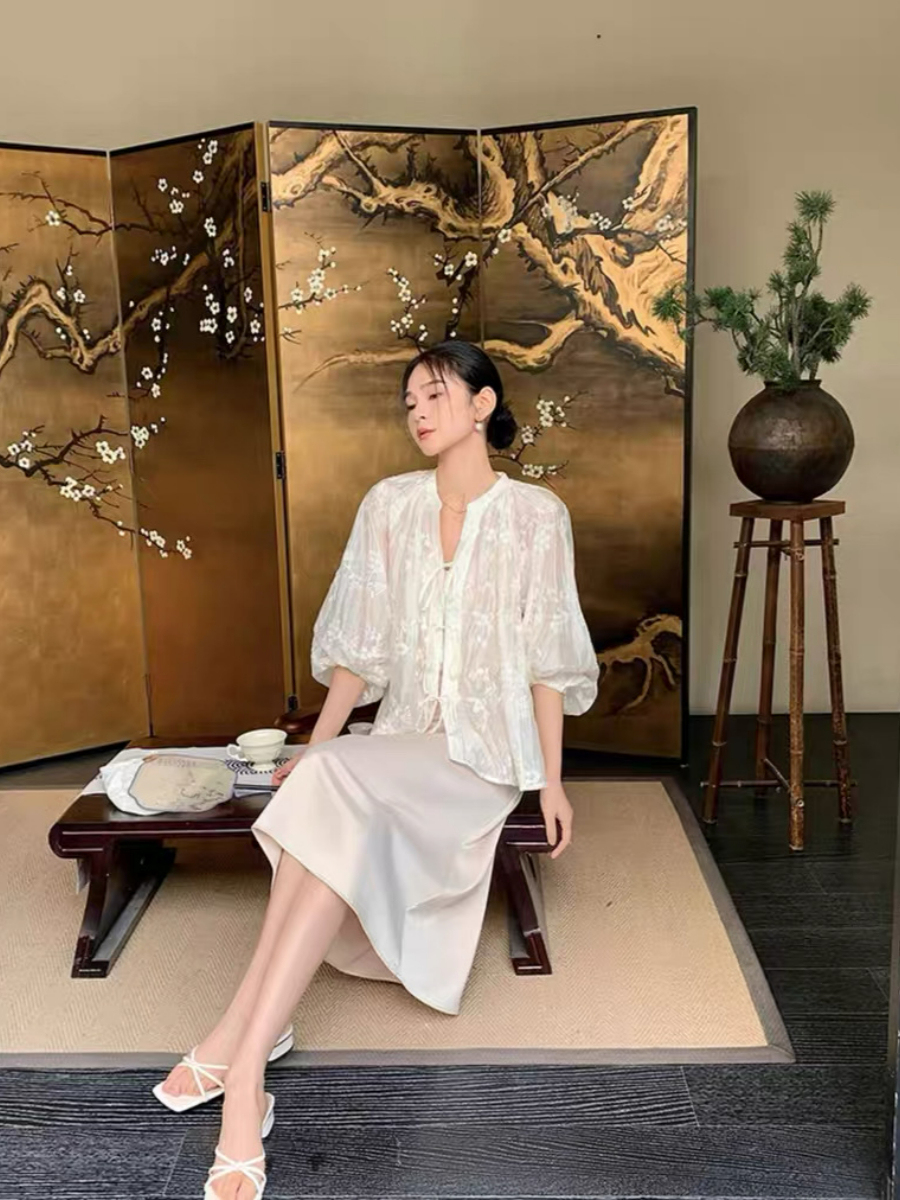 Yu Chu Delicate Embroided Sheer Top